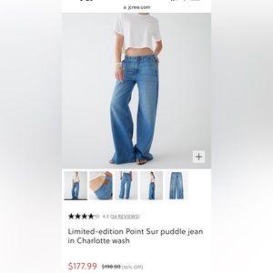 J. Crew Charlotte Wash Wide Leg Jeans